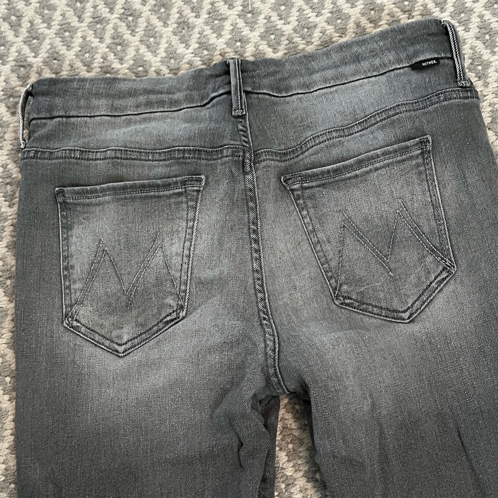 MOTHER High Waisted Looker Jeans Supermoon Grey Gray